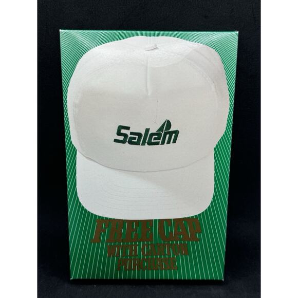 Vintage 80s 90s Salem Tobacco Promotional White SnapBack Hat W Packaging/Box - Picture 1 of 5